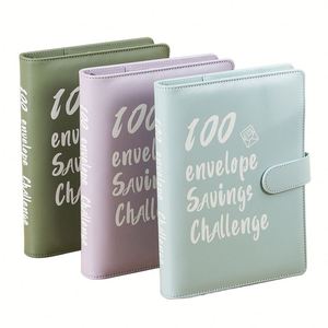 Carpeta de Anillas Económica y Rentable para Ahorrar Dinero en 100 Días, Carpeta de Anillas de Plástico A5, Sobres para Dinero, Estilo Ejecutivo, Seda - Product Image 1