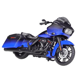 Modèle de moto américaine de tourisme 2018 à l'échelle 1:18, style CVO noir et bleu, avec support d'exposition, objet de collection - Product Image 1