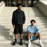 Ensemble veste et short en nylon personnalisé OEM pour homme, style rétro streetwear, coupe-vent imprimé, deux pièces, idéal pour la randonnée