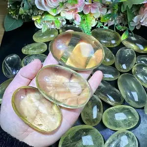 High Quality Crystal Palm Stone Spiritual Stone Citrine Palm Stone For Healing Or Gift.