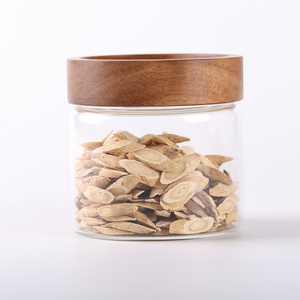 Wholesale Factory Kitchen Storage Type Borosilicate Glass Food Storage Jars With Wooden Lid