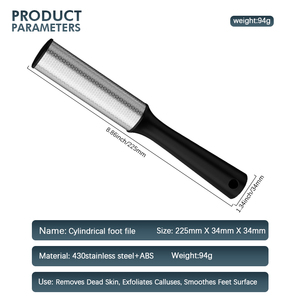 Nuevo limpiador de pies cilíndrico de acero inoxidable y plástico de doble cara con mango largo, portátil y moderno, para eliminar callosidades y piel muerta. - Product Image 4