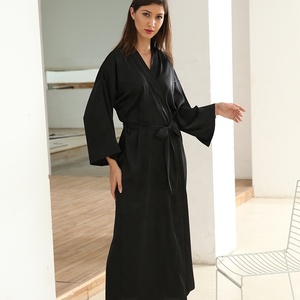 Long Luxury <strong>Ladies</strong> Nightgown Black Bathrobe Satin Bridesmaid <strong>Robe</strong> Women Plain <strong>Kimono</strong> <strong>Robe</strong> 6040 - Product Image 4