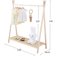 Porte-vêtements multifonctionnel en bois à double suspension pour l'exposition et le stockage des hôtels Organisateur de salon pour les vêtements et les chaussures