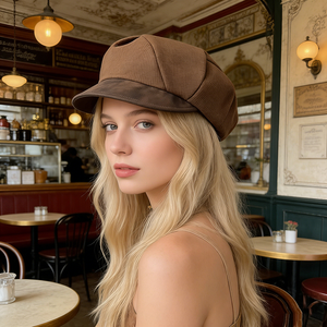 Béret Nuage Femme 2026 Nouveau Style Automne/Hiver Rétro Britannique Casquette Plate Octogonale en Jean (Design Amincissant le Visage) Plage - Product Image 2