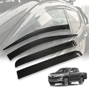 Custom Logo 4x4 Plastic Black Car Rain Sun Door Window Visor for Mitsubishi Triton L200 2015 2019 2020 2021