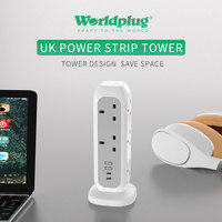 Fiche de monde avec câble d'extension de tour de sortie à 11 voies, prise d'alimentation britannique avec usb et type c