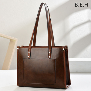 Sac fourre-tout grande taille pour femme An Ru Shi, couleur café, sac à bandoulière simple, usage quotidien - Product Image 1