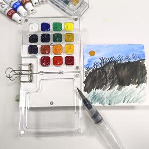 Набор для рисования: акварельные краски, деревянная пластиковая палитра, книга-блокнот, портативная доска для рисования для детей начальной школы - Product Image 1