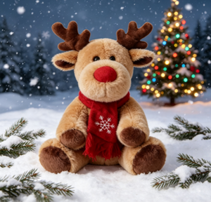 Peluche de <span class=keywords><strong>renne</strong></span> de Noël promotionnelle pour bébé avec écharpe rouge, super douce, rembourrée en coton, pour un confort optimal - Product Image 4