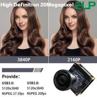 Modul Kamera ELP 20MP 4K USB3.0 3840P 27.5FPS AR2020 Sudut Lebar 128 °   Webcam UVC untuk Windows Linux Mac Raspberry Pi Jetson Nano