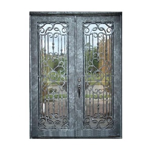 Porte d'entrée moderne en fer forgé de haute qualité à coupure thermique - Product Image 1