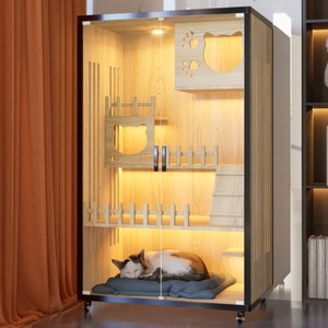 Casa de Madera para Gatos de Interior, Espaciosa, Extra Grande, con Poste Rascador, Fácil Instalación, Fácil de Limpiar, para Uso en Todas las Estaciones - Product Image 5