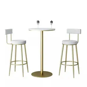 เก้าอี้สูงสีทองสำหรับห้องครัวสไตล์นอร์ดิก,ม้านั่งบาร์เหล็กกำมะหยี่โลหะสำหรับเฟอร์นิเจอร์หรูหราเก้าอี้ร้านอาหารบาร์