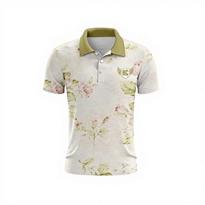 T-shirt de golf décontracté unisexe grande taille à imprimé floral en jersey, fermeture boutonnée, respirant, anti-humidité, anti-UV, manches courtes - Product Image 1