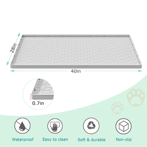 Waterproof Silicone <b>Cat</b> Mat for Litter <b>Box</b>, Anti-Slip Extra Large <b>Cat</b> Litter Tray Mat for Floor,Gray <b>Cat</b> Litter <b>Box</b> Mat - Product Image 2