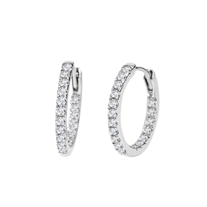 Pendientes de Aro de Oro Blanco de 18K Clásicos Unisex con Diamantes Cultivados en Laboratorio de Corte Redondo de 1.8mm DEF VS HPHT con Certificación IGI - Product Image 1