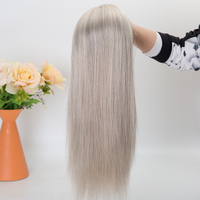 Blond argenté avec subtils reflets, indétectable, transparent HD pour la partie frontale, cheveux Remy, nœuds simples, maille élastique respirante pour l'été