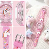 Niedliche 3D-Puppen-Qualitäts-PVC-Armbanduhr für Kinder als Weihnachtsgeschenk im Einhorn-Stil