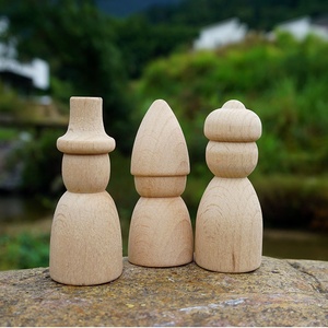 Marioneta de madera de haya escandinava, bloques de construcción de madera maciza ecológicos, muñecas pintadas a mano DIY para el hogar, juguetes artesanales de madera - Product Image 2