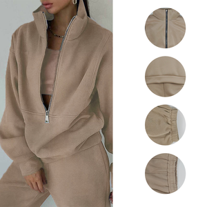 Produttori di <span class=keywords><strong>Abbigliamento</strong></span> 2026: Completo <span class=keywords><strong>Donna</strong></span> di Tendenza con Colletto Alto, Zip e Pantaloni, Outfit Sportivo Casual per Uso Quotidiano - Product Image 3