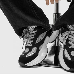 Chaussures Dad rétro à lacets et bout ouvert, respirantes, légères, avec empeigne en maille et daim, pour printemps-automne, unisexe, mode, anti-odeur - Product Image 3