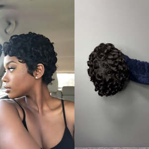 Parrucca Corta Ricci Chioma TQWS in Capelli Umani con Densità del 180%, Capelli Corti Naturali che Possono Essere Permanenti e Tinti - Product Image 4