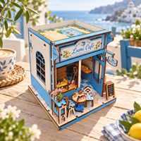Kit de maison miniature en bois DIY, café, puzzle 3D à assembler, modèle de maison de poupée Lumi Cafe, jouet de construction, décoration de la maison, cadeau
