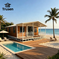 Maisonnette conteneur portable écologique de 20 pieds jaune, conforme aux normes australiennes, extensible et mobile, avec terrasse et auvent