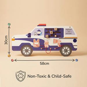 Tableau d'activités éducatif interactif en bois avec numéros de sécurité et d'urgence pour les enfants de 2-3, 3-6, 8-13 ans - Jouet mural unisexe - Product Image 2