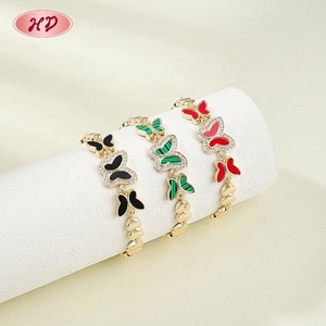 ผู้ค้าส่งกำไลข้อมือรูปหัวใจผีเสื้อเคลือบทอง 18K ทำจากทองเหลืองเคลือบสีดำ สำหรับผู้หญิง สวมใส่ได้ทุกวันและงานปาร์ตี้ เครื่องประดับ Aretes De Laton - Product Image 2