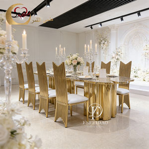 Muebles para Bodas, Mesa de Comedor de Acero Inoxidable, Mesa Dorada para Eventos y Banquetes de Hotel - Product Image 1