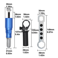 Kit Adaptador para Taladro Remachador, Convertidor de Remachadora de Aluminio Azul con 4 Boquillas de 2.4-4.8mm, Herramienta Inalámbrica para Remachado Ciego