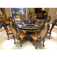 Ensemble table et chaises de salle à manger moderne de luxe en bois massif rond et cuir avec 8 chaises au design antique pour le dîner
