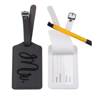 Etiqueta de Equipaje al por Mayor, Porta Tarjetas de Cuero PU, Etiqueta de Regalo Empresarial, <span class=keywords><strong>Identificador</strong></span> de <span class=keywords><strong>Maleta</strong></span> de Cuero Genuino <span class=keywords><strong>Personalizado</strong></span> - Product Image 1