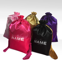 Sacs d'extension de cheveux en satin à cordon de serrage de taille personnalisée Nusface avec glands, boîtes de faisceaux de cheveux et sacs en plusieurs tailles