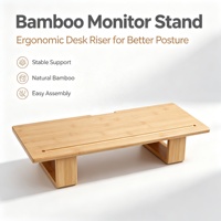 Support d'écran en bambou avec tiroir, rehausseur d'ordinateur ergonomique pour bureau avec gestion des câbles et organisateur de rangement pour la maison et le bureau
