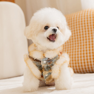 Sudadera <span class=keywords><strong>de</strong></span> Felpa Beige <span class=keywords><strong>de</strong></span> Invierno para Perros Pequeños, Chaleco <span class=keywords><strong>de</strong></span> Terciopelo con Diseño Fair Isle, Ropa para Perros Pequeños como Bichón y Teddy - Product Image 5