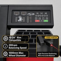 Équipement de garage professionnel - Équilibreuse de roues avec pointeur laser pour un équilibrage rapide et précis - Compatibilité avec les jantes de 10 à 24 pouces