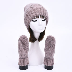 <span class=keywords><strong>Bonnet</strong></span> <span class=keywords><strong>et</strong></span> gants d'hiver épais <span class=keywords><strong>et</strong></span> chauds de haute qualité pour femmes, tricot en <span class=keywords><strong>cachemire</strong></span> en peluche, logo personnalisé, ensemble long de 2 pièces uni - Product Image 5