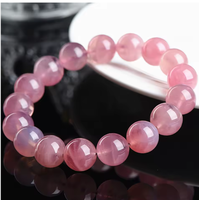 Bracelet Premium en Quartz Rose de Madagascar, Perles de Pierres Précieuses Naturelles Polies, Bracelet Extensible de Guérison pour Femme, Cadeau en Gros