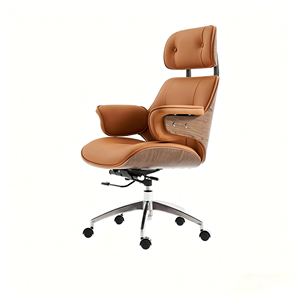 Silla Ejecutiva de Lujo con Estructura de Nogal y Cuero Genuino, Respaldo Alto Ergonómico 117 °   Silla Giratoria Reclinable - Product Image 5