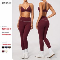 Ensemble de sport 2 pièces Dingtai pour femme : soutien-gorge de sport respirant grande taille color block et legging taille haute pour gym et yoga