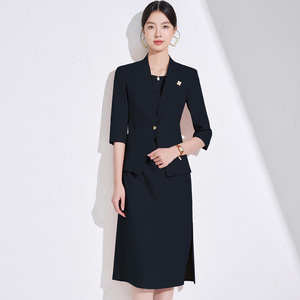 Chaqueta de traje de <span class=keywords><strong>Vestido</strong></span> de manga tres cuartos para mujer para Primavera Verano ocasiones formales profesional elegante cuello en V XL botón - Product Image 5
