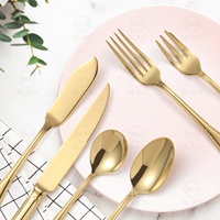 Ensemble de couverts en acier inoxydable 18/10 304 plaqué or, style vintage rétro de luxe, pour restaurant, couteaux, cuillères, fourchettes, métal doré, pour fête