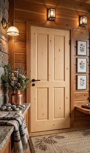 Puerta de Madera de Pino de Alta Durabilidad, Panel Sólido, Grano Natural, Elegante, Interior y Exterior, Tamaños Personalizados, Fabricante - Product Image 3