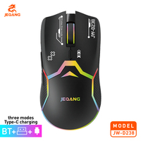 Souris sans fil 6D JW-D238 à trois modes, 2.4G BT, filaire Type-C, optique lumineuse RGB, 4800 DPI pour PC de jeu et ordinateur portable