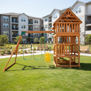 Parco Giochi in Legno per Esterni con Casetta, Scivolo e Altalena - Product Image 2