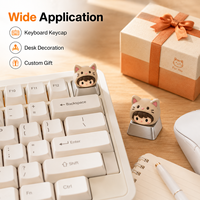 Capuchon de clavier mécanique personnalisé en alliage de zinc de qualité supérieure avec base en PVC souple et motif chat, finition mate lisse
