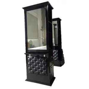 Black color hair station with mirror barber shop stand